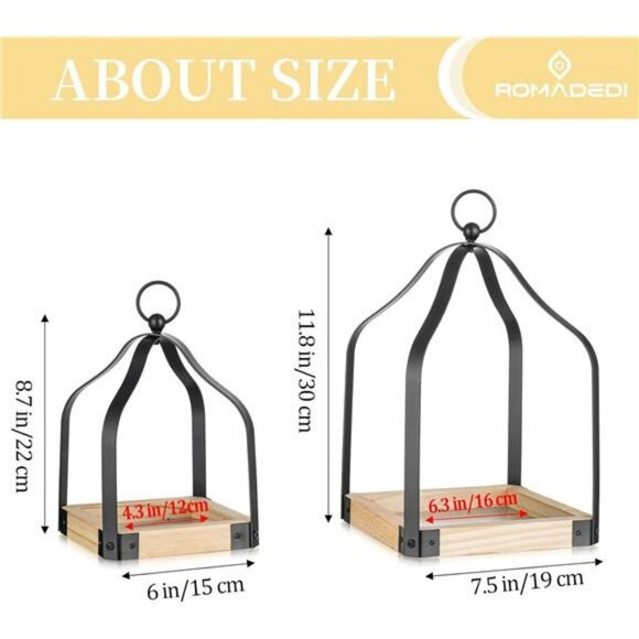 Romadedi Farmhouse Lantern Set Rustic Wood Candle Holders Home Table Decor - Picture 4 of 8